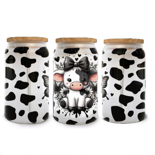 Cow Butterfly Frosted Glass Cup